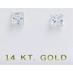 Genuine 1.84 Cts White Sapphire Stud Earrings 14k White Gold